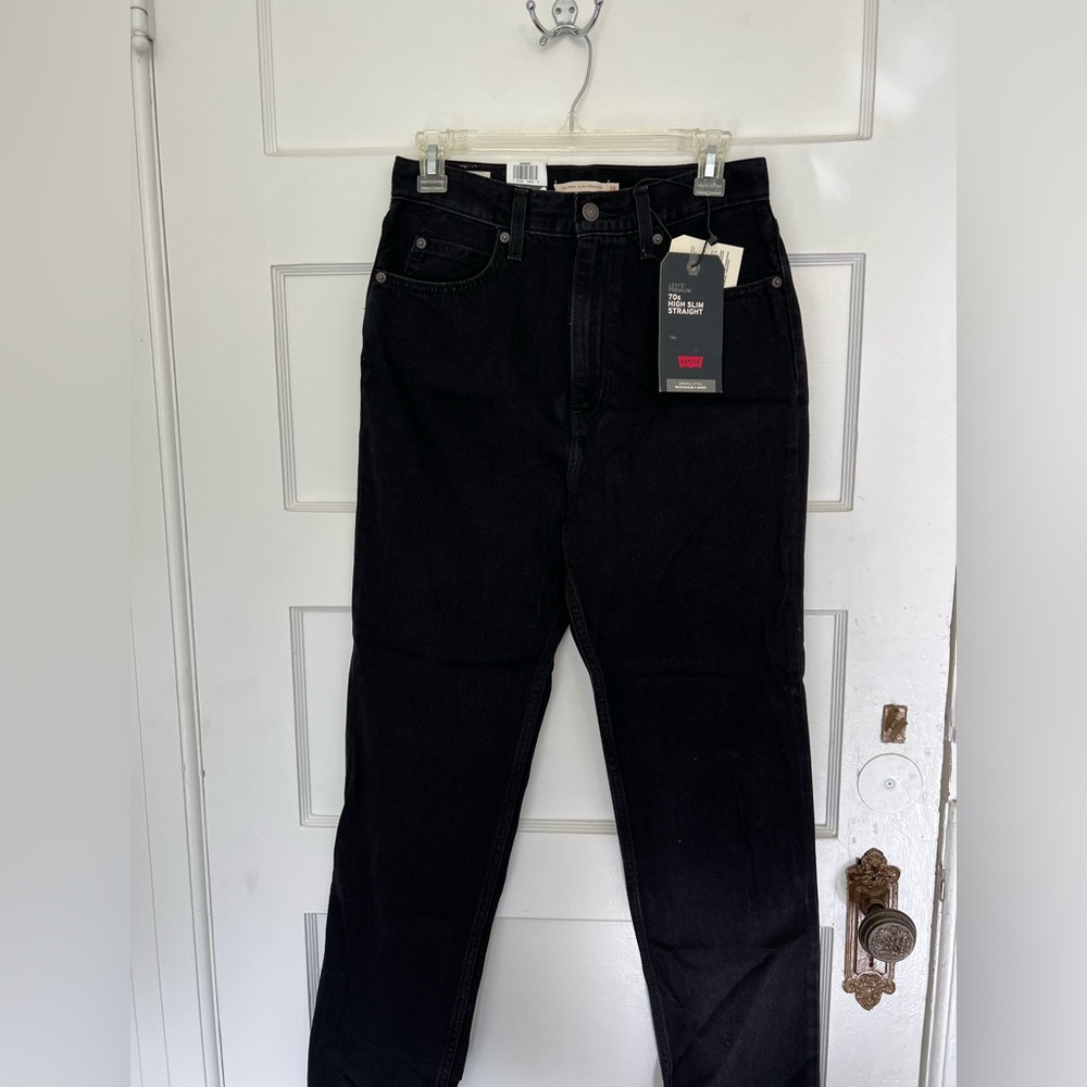 Levi’s Premium 70s High Slim Straight Black Jeans.